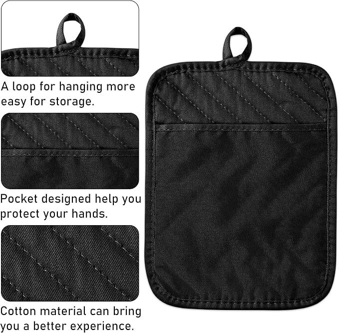 GROBRO7 5Pack Pot Holders for Kitchen Heat Resistant Cotton Potholder - Image 3