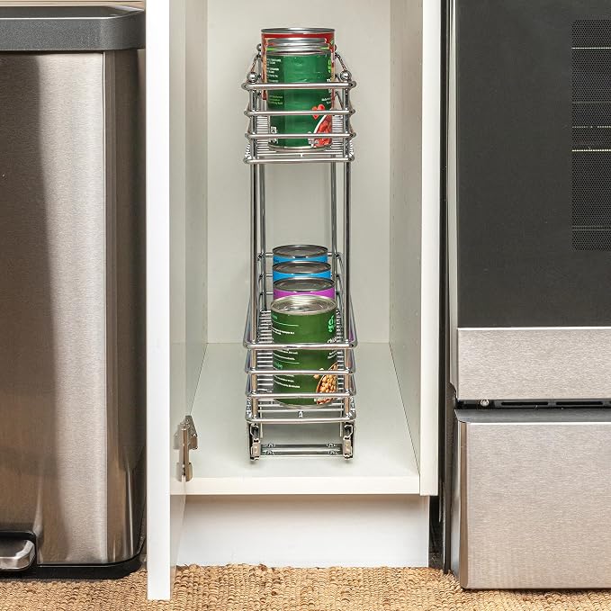 Household Essentials Chrome 2-Tier Sliding Cabinet Organizer - Image 5