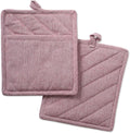 DII 100% Cotton Solid Chambray Kitchen Set, Potholders, Barn Red, 2 Piece by DII