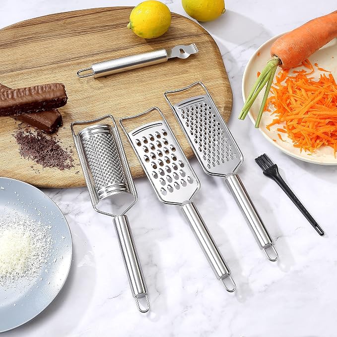 Tongjude Stainless Steel Cheese Grater Set, Lemon Zester - Image 2