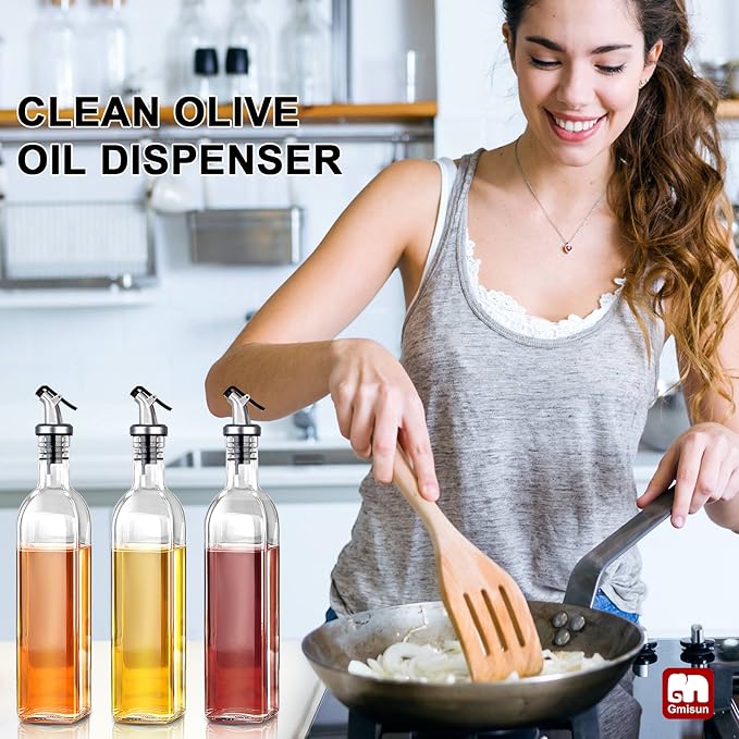 GMISUN Olive Oil Dispenser And Vinegar Bottle 3 Pack 17oz, - Image 7