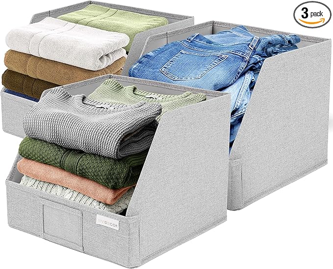 VIVIDECOR Open Front Trapezoid Closet Bins 12x12x10 – Easy Access Shelf by VIVIDECOR