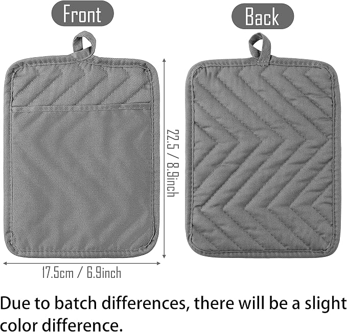 GROBRO7 5Pack Pot Holders for Kitchen Heat Resistant Cotton Potholder - Image 2