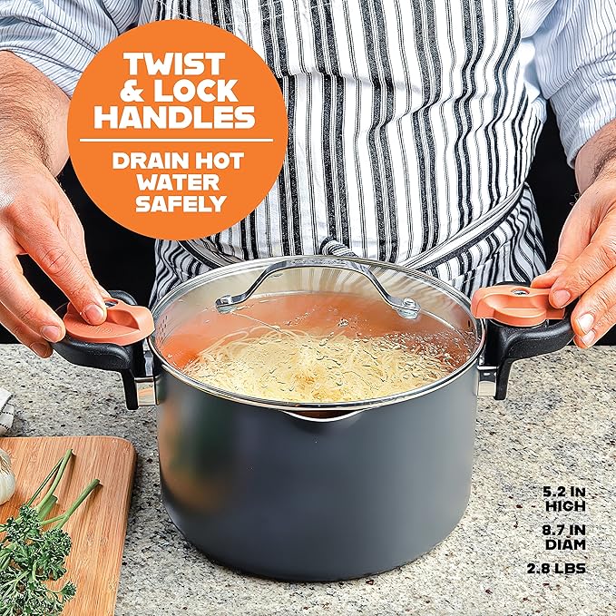 Gotham Steel 5 Quart Stock Pot Multipurpose Pasta Pot - Image 4