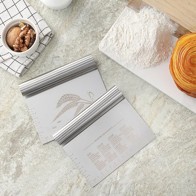 2PCS Dough Pastry Bench Cutter Scraper, OLULU Stainless Steel Kitchen Food - Image 7