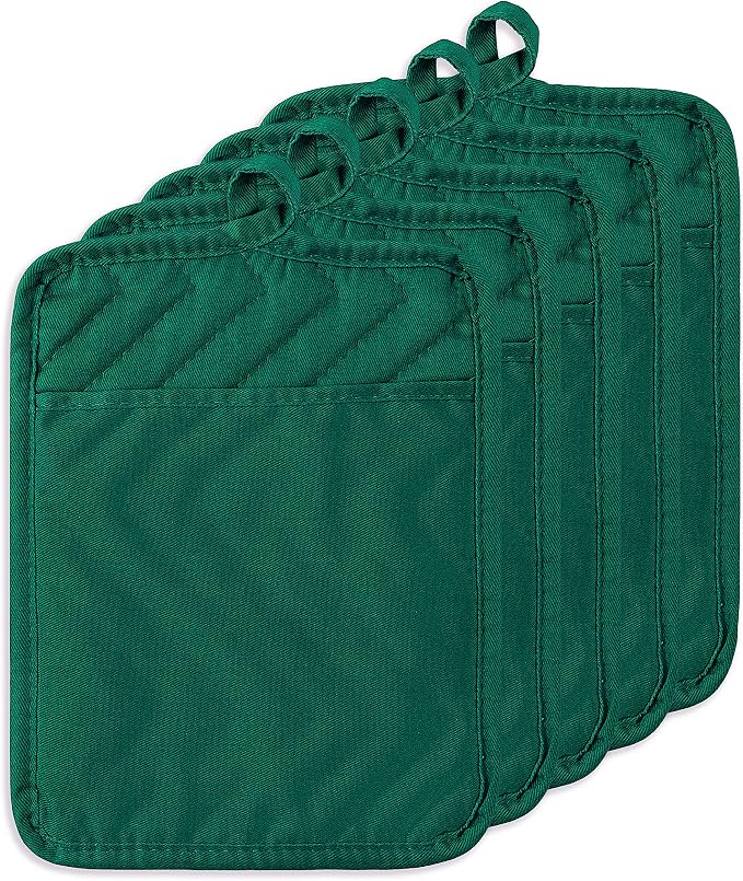 GROBRO7 5Pack Pocket Pot Holders Cotton Heat Resistant Potholder Multipurpose by GROBRO7