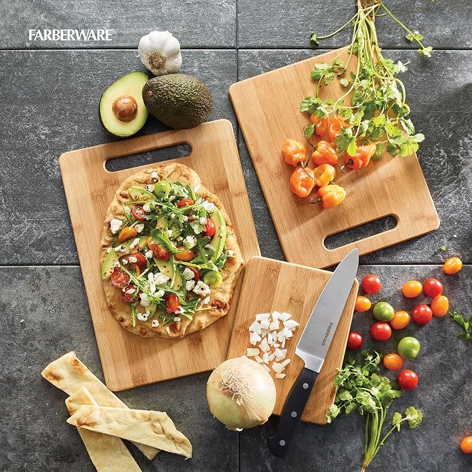 Farberware 3-Piece Wood Cutting Board Set, Reversible Chopping Boards - Image 3