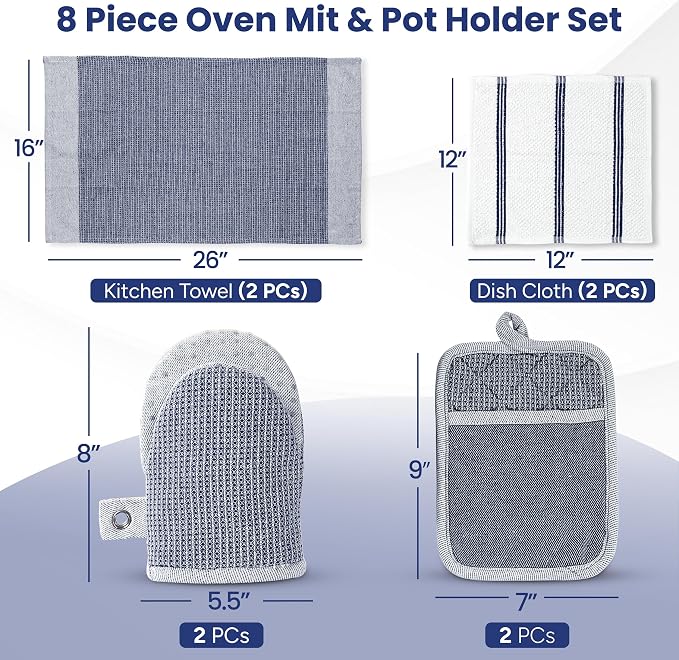 Casa Platino Mini Oven Mitts Set, 8-Piece – 500°F Heat Resistant Silicone Oven - Image 2