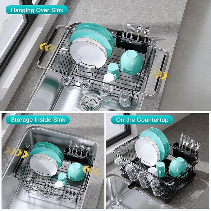 JASIWAY Dish Drying Rack in Sink, Expandable Stainless Steel Dish Drainers - Image 2