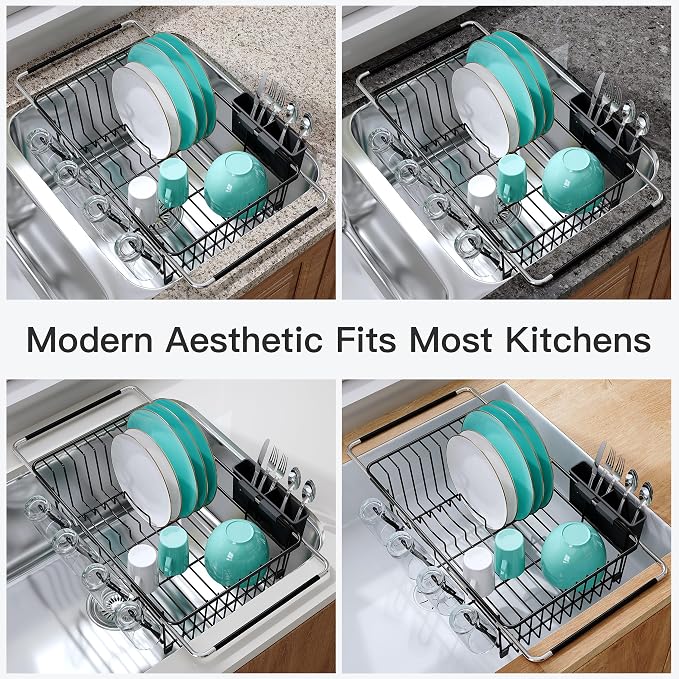 JASIWAY Dish Drying Rack in Sink, Expandable Stainless Steel Dish Drainers - Image 9
