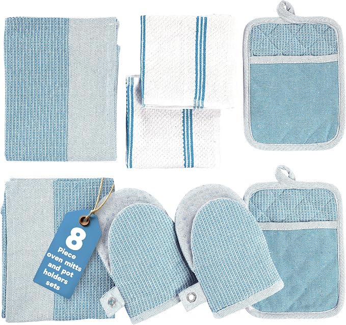 Casa Platino Silicone Oven Mitts Set, 8-Piece – 500°F Heat Resistant Mini Oven by CasaPlatino