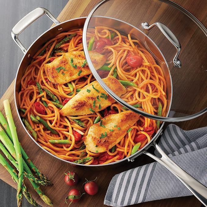 Tramontina Tri-Ply Clad Stainless Steel 6-Quart Saute Pan - Image 3