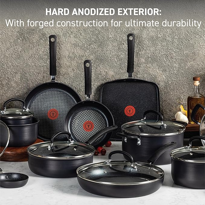T-Fal Ultimate Hard Anodized Nonstick Pots and Pans Set 17 Piece, Nonstick - Image 3