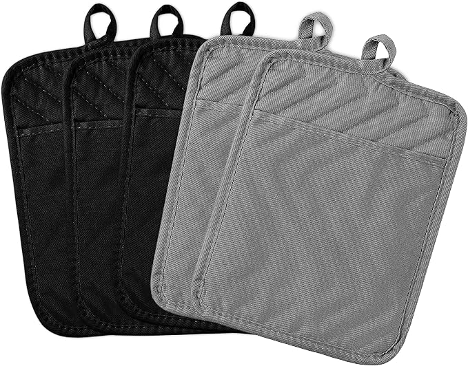 GROBRO7 5Pack Pot Holders for Kitchen Heat Resistant Cotton Potholder by GROBRO7