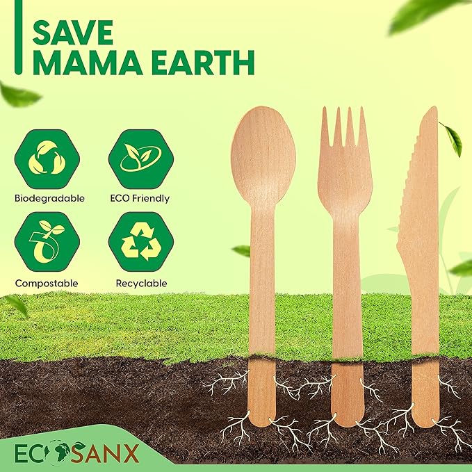 ECOSANX® 300 PCs Wooden spoons for eating, 6.5" Splinter Free small disposable - Image 7