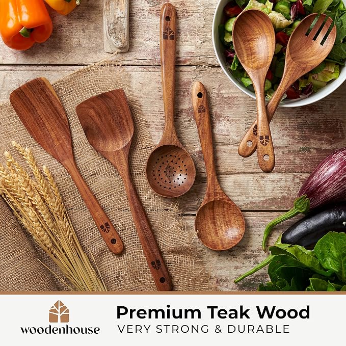 Wooden Spoons for Cooking – Wooden Kitchen Utensils Set - Image 2