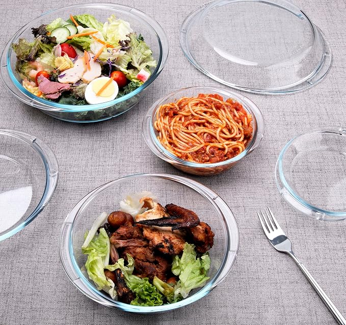 Set of 6 Round Glass Casserole Dishes, Nesting Glass Baking Dish Set - Image 5