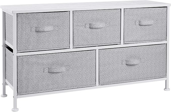 Amazon Basics Extra Wide Fabric 5-Drawer Storage Organizer Unit by AmazonBasics