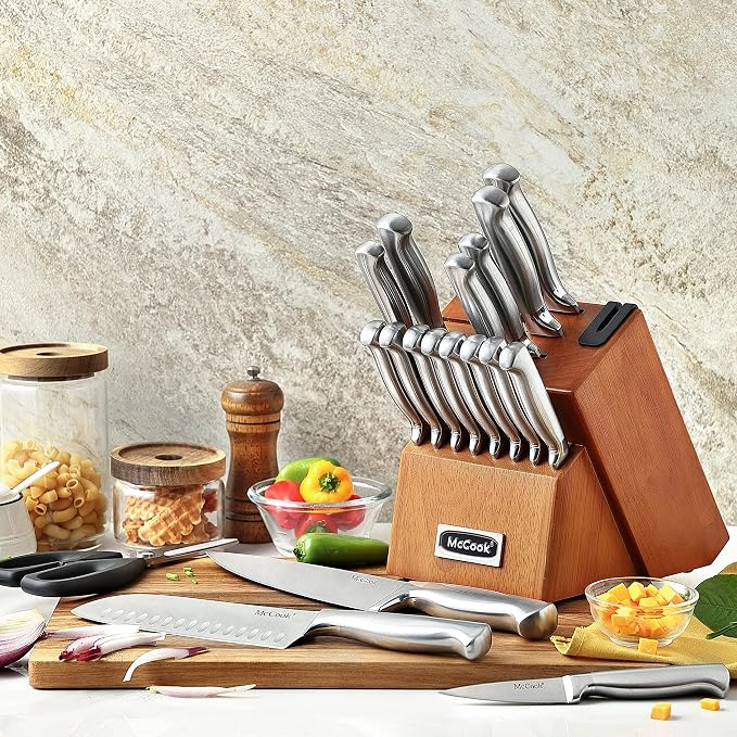 McCook® Kitchen Knife Sets, German Stainless Steel Knives Block Set - Image 4