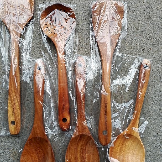 6-Piece Teak Wooden Kitchen Utensil Set – Heat Resistant, heat resistant - Image 2