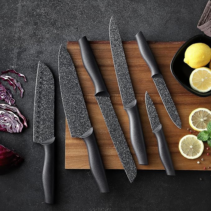 Marco Almond Kitchen Knife Set, KYA39 12-Piece Chef Knife Sets, 6 Knives - Image 8
