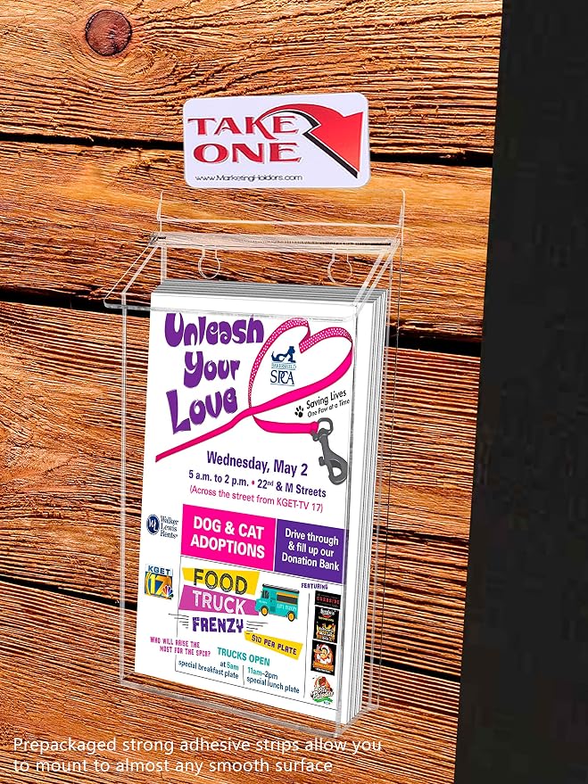 Outdoor Brochure Holder Holds 6" x 10" Booklets Wall Mount Clear - Image 2