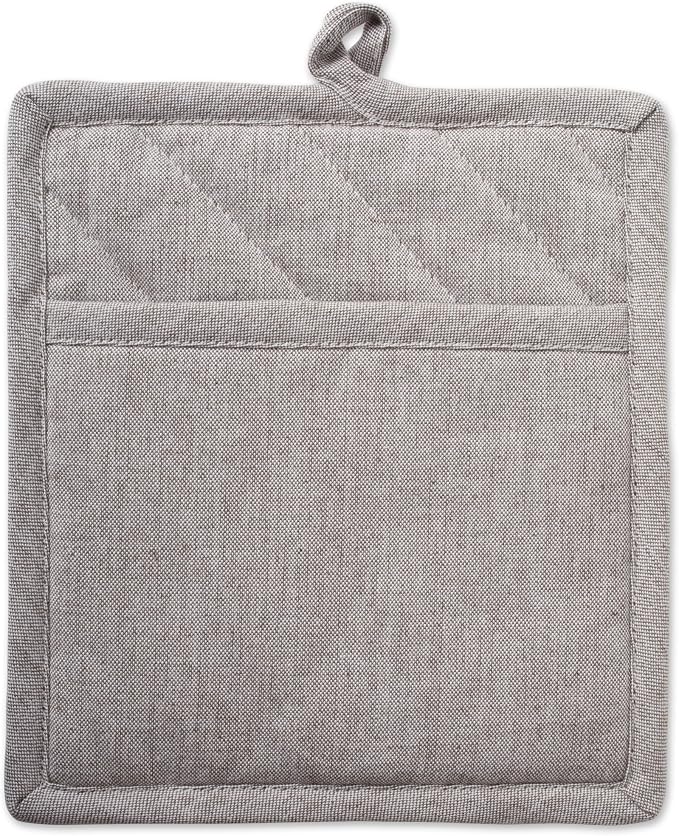 DII 100% Cotton Solid Chambray Kitchen Set, Potholders, 2 Piece - Image 2