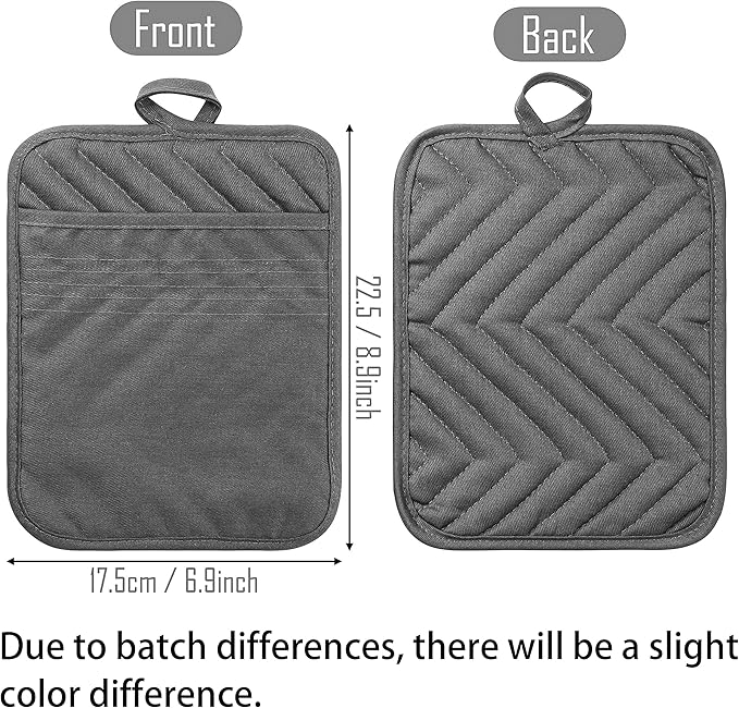 GROBRO7 5Pack Pocket Pot Holders Cotton Heat Resistant Potholder Multipurpose - Image 2