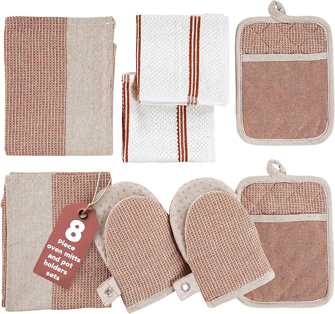 Casa Platino Potholders for Kitchens, 8-Piece – 500°F Heat Resistant Oven Mitts by CasaPlatino